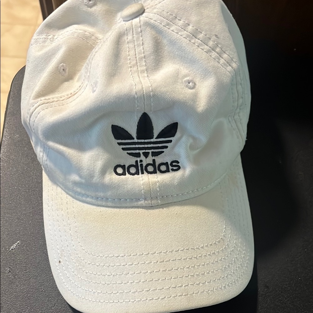 Adidas White and Black Logo Cap